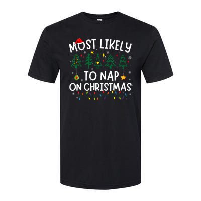 Most Likely To Nap On Christmas Santa Family Pajama Matching Softstyle® CVC T-Shirt