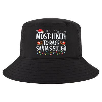 Most Likely To Race Santas Sleigh Family Christmas Pajamas Cool Comfort Performance Bucket Hat