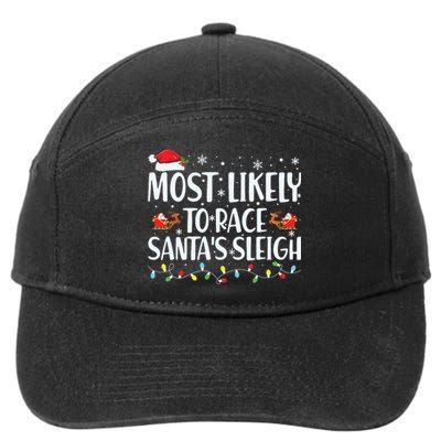 Most Likely To Race Santas Sleigh Family Christmas Pajamas 7-Panel Snapback Hat