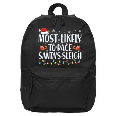 Most Likely To Race Santas Sleigh Family Christmas Pajamas 16 in Basic Backpack