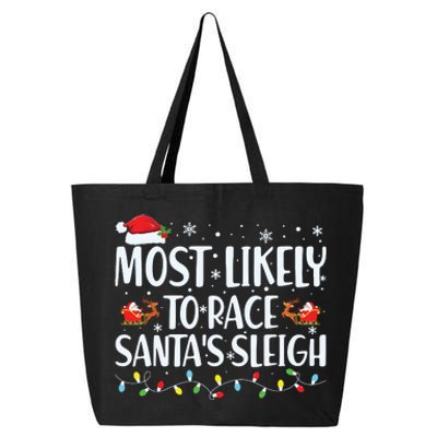 Most Likely To Race Santas Sleigh Family Christmas Pajamas 25L Jumbo Tote