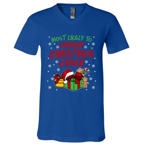 Most Likely To Spread Christmas Cheer Fun Christmas Holiday Gift V-Neck T-Shirt