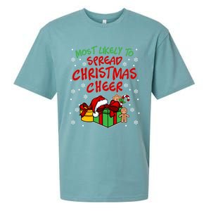 Most Likely To Spread Christmas Cheer Fun Christmas Holiday Gift Sueded Cloud Jersey T-Shirt