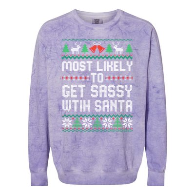 Most Likely To Get Sassy Wtih Santa Christmas Matching Gift Colorblast Crewneck Sweatshirt