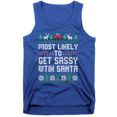 Most Likely To Get Sassy Wtih Santa Christmas Matching Gift Tank Top