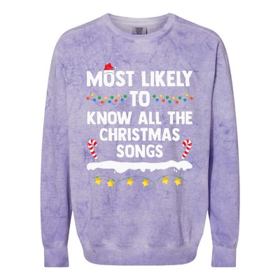 Most Likely To Know All The Christmas Songs Family Christmas Colorblast Crewneck Sweatshirt