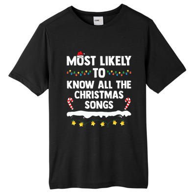 Most Likely To Know All The Christmas Songs Family Christmas Tall Fusion ChromaSoft Performance T-Shirt