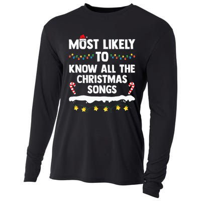 Most Likely To Know All The Christmas Songs Family Christmas Cooling Performance Long Sleeve Crew