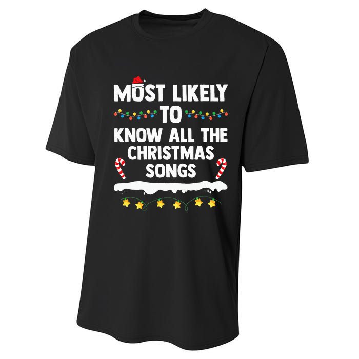 Most Likely To Know All The Christmas Songs Family Christmas Performance Sprint T-Shirt