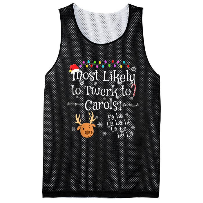 Most Likely To Twerk To Carols Fa La La La Funny Christmas Mesh Reversible Basketball Jersey Tank