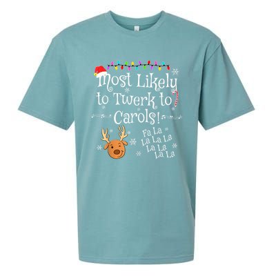 Most Likely To Twerk To Carols Fa La La La Funny Christmas Sueded Cloud Jersey T-Shirt