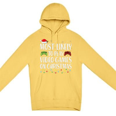 Most Likely To Play Video Game On Christmas Santa Gaming Premium Pullover Hoodie