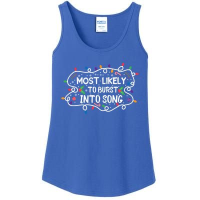 Most Likely To Burst Into Song Funny Christmas Singing Funny Gift Ladies Essential Tank