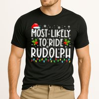 Most likely to Ride Rudolph Lover Funny Christmas saying Cooling Performance Crew T-Shirt