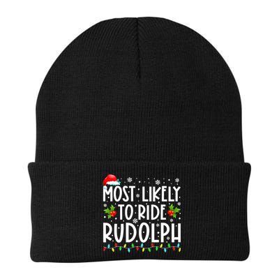 Most likely to Ride Rudolph Lover Funny Christmas saying Beanie