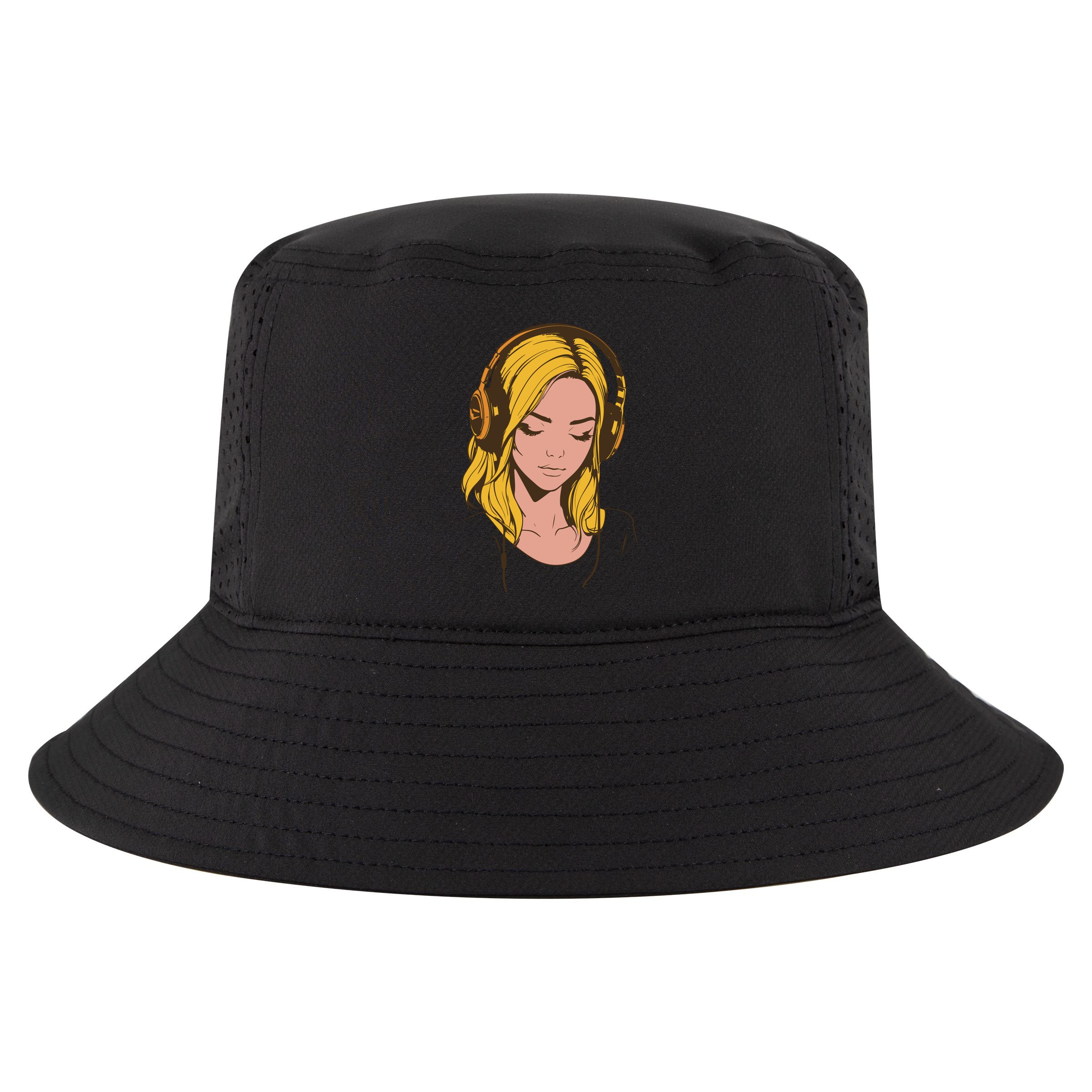 Minimalist Listening To Music With Headphones Cool Gift Cool Comfort Performance Bucket Hat
