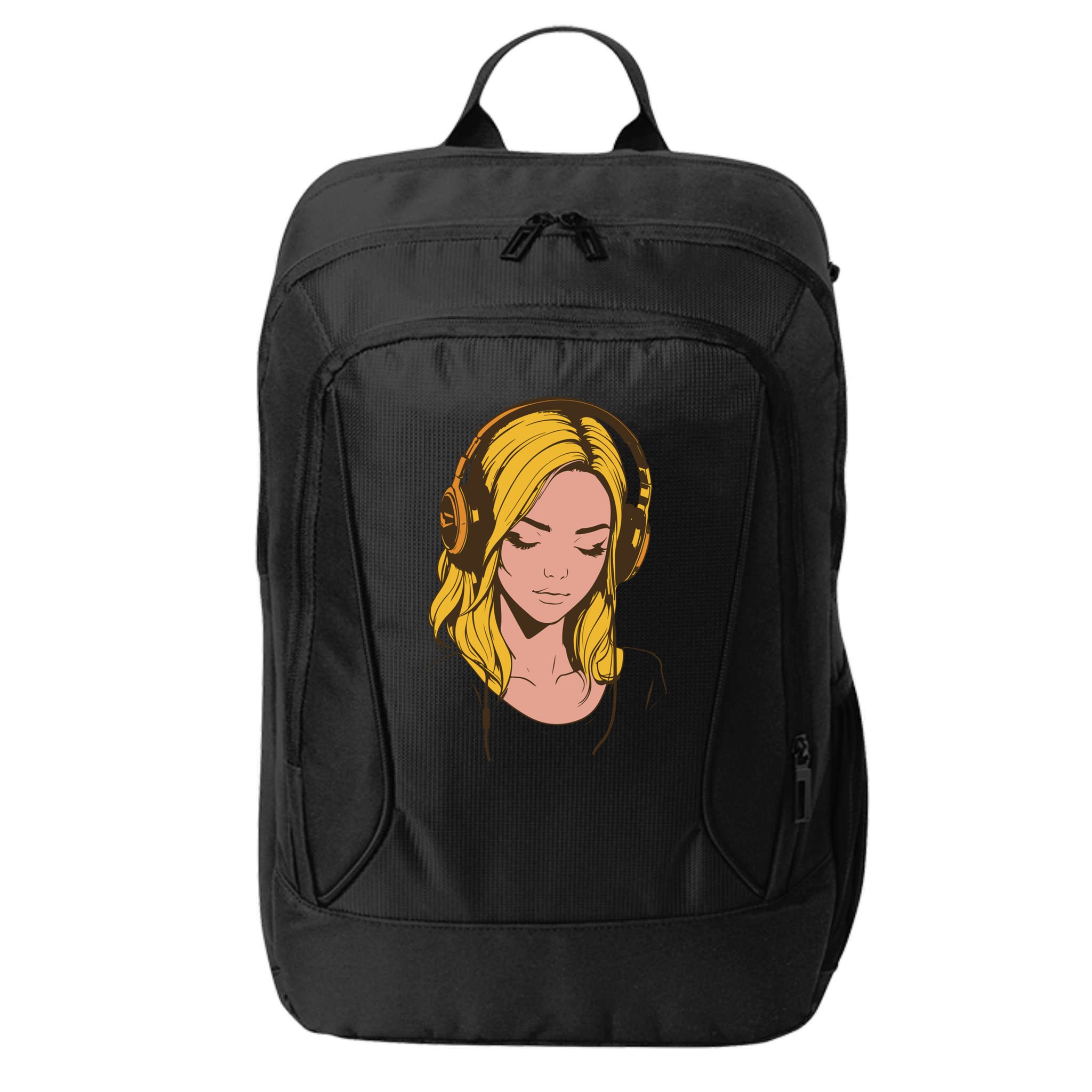 Minimalist Listening To Music With Headphones Cool Gift City Backpack