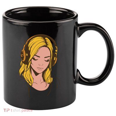 Minimalist Listening To Music With Headphones Cool Gift 11oz C Handle Ceramic Mug