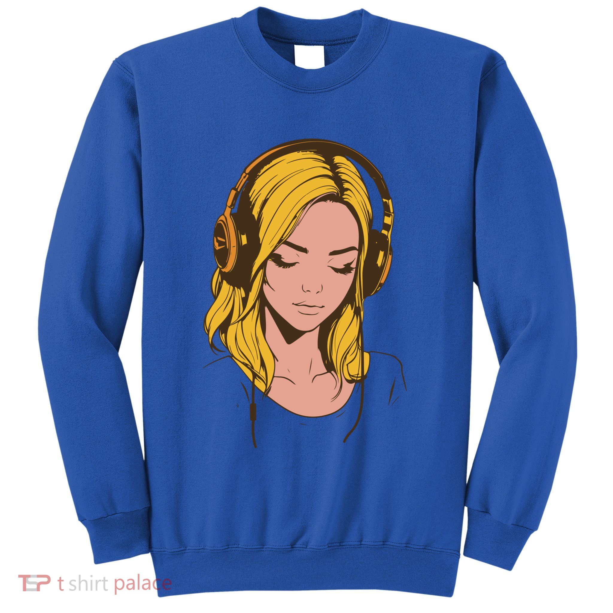 Minimalist Listening To Music With Headphones Cool Gift Sweatshirt