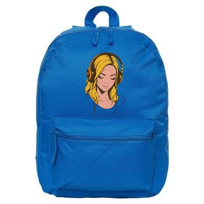 Minimalist Listening To Music With Headphones Cool Gift 16 in Basic Backpack