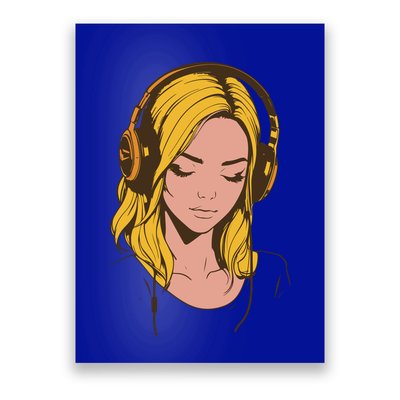 Minimalist Listening To Music With Headphones Cool Gift Poster