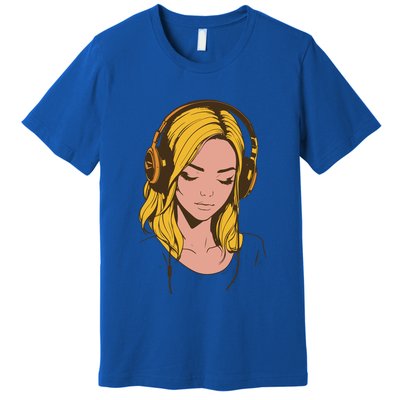 Minimalist Listening To Music With Headphones Cool Gift Premium T-Shirt