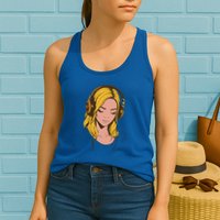 Minimalist Listening To Music With Headphones Cool Gift Womens Tank Top
