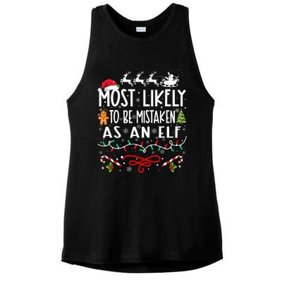 Most Likely To Be Mistaken As An Elf Family Christmas Ladies PosiCharge Tri-Blend Wicking Tank