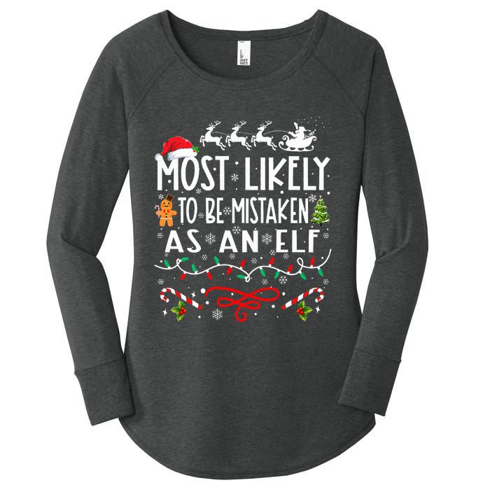 Most Likely To Be Mistaken As An Elf Family Christmas Women's Perfect Tri Tunic Long Sleeve Shirt