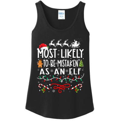 Most Likely To Be Mistaken As An Elf Family Christmas Ladies Essential Tank