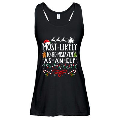 Most Likely To Be Mistaken As An Elf Family Christmas Ladies Essential Flowy Tank