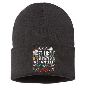 Most Likely To Be Mistaken As An Elf Family Christmas Sustainable Knit Beanie