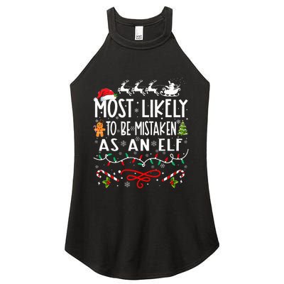 Most Likely To Be Mistaken As An Elf Family Christmas Women's Perfect Tri Rocker Tank