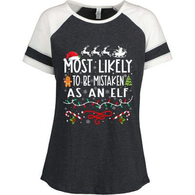 Most Likely To Be Mistaken As An Elf Family Christmas Enza Ladies Jersey Colorblock Tee