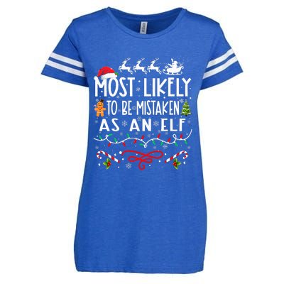 Most Likely To Be Mistaken As An Elf Family Christmas Enza Ladies Jersey Football T-Shirt