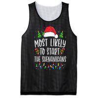 Most Likely To Start The Shenanigans Christmas Family Mesh Reversible Basketball Jersey Tank