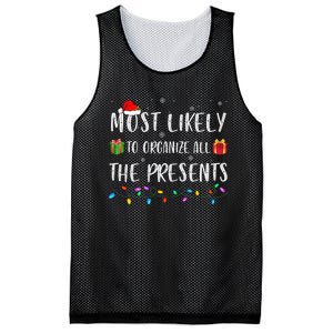 Most Likely To Organize All The Presents Funny Christmas Mesh Reversible Basketball Jersey Tank