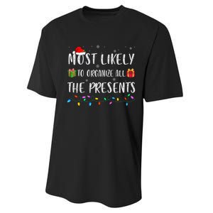 Most Likely To Organize All The Presents Funny Christmas Performance Sprint T-Shirt