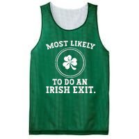 Most Likely To Do An Irish Exit Funny St Patricks Day Mesh Reversible Basketball Jersey Tank