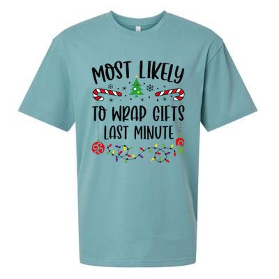 Most Likely To Wrap Gifts Last Minute Funny Christmas Family Matching Cute Chr Sueded Cloud Jersey T-Shirt