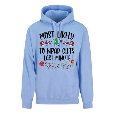 Most Likely To Wrap Gifts Last Minute Funny Christmas Family Matching Cute Chr Unisex Surf Hoodie