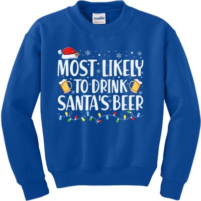 Most Likely To SantaS Beer Gift Cool Gift Kids Sweatshirt