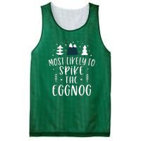 Most Likely To Spike The Eggnog Family Matching Christmas Mesh Reversible Basketball Jersey Tank