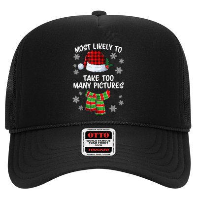Most Likely To Take Too Many Pictures Funny Christmas Trucker Hat