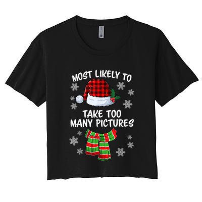 Most Likely To Take Too Many Pictures Funny Christmas Crop Top