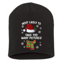 Most Likely To Take Too Many Pictures Funny Christmas Short Acrylic Beanie