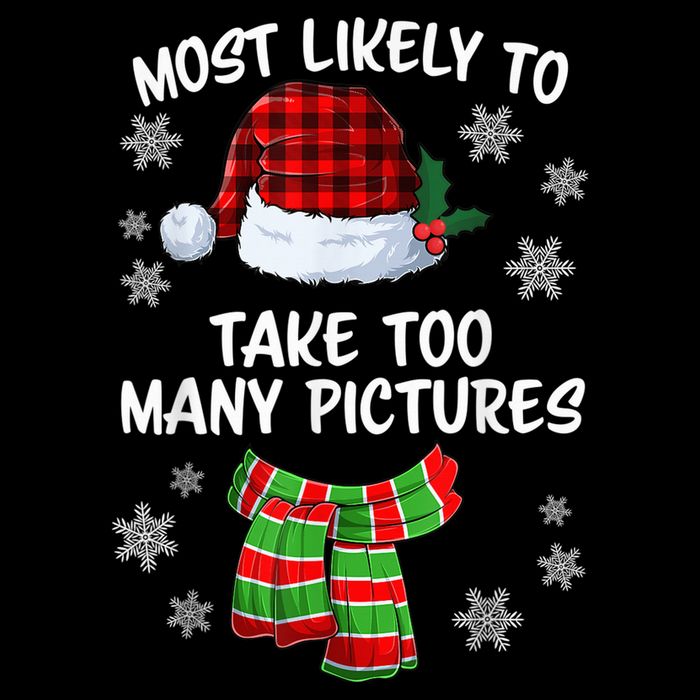 Most Likely To Take Too Many Pictures Funny Christmas Short Acrylic Beanie