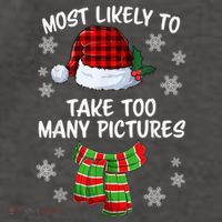 Most Likely To Take Too Many Pictures Funny Christmas Vector Backpack