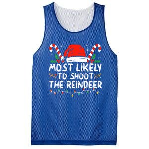 Most Likely To Shoot The Reindeer Santa Christmas Matching Meaningful Gift Mesh Reversible Basketball Jersey Tank