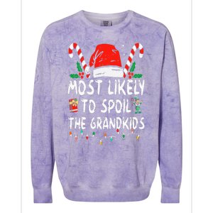 Most Likely To Spoil The Grand Funny Christmas Grandma Colorblast Crewneck Sweatshirt